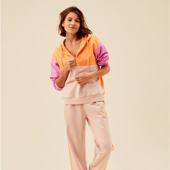 Roxy xl sweatshirt color block summer surf orange pink cream essential energy - Picture 1 of 5